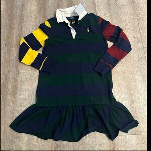Polo Ralph Lauren girls' striped cotton jersey rugby dress.Size 8-10